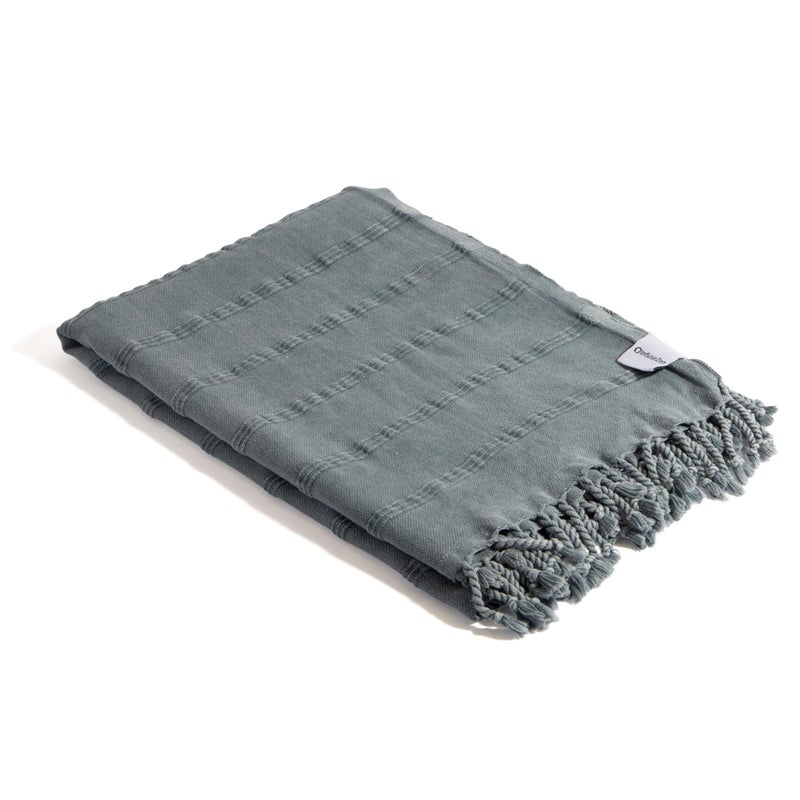 InfuseZen Stonewashed Turkish Bath & Beach Towel â€“100% Organic Turkish Cotton - Soft, Lightweight, Absorbent - Quick Dry, Sand Free - Swim, Pool, Shower, Travel - Peshtemal, Hammam Spa Towel - Denim - Image 1